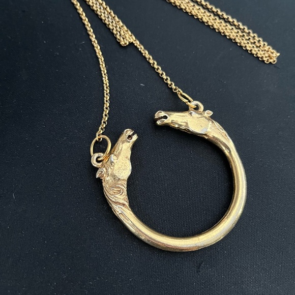 Florenza Gold-Tone Necklace with Circular Horse Pendant - Picture 4 of 6